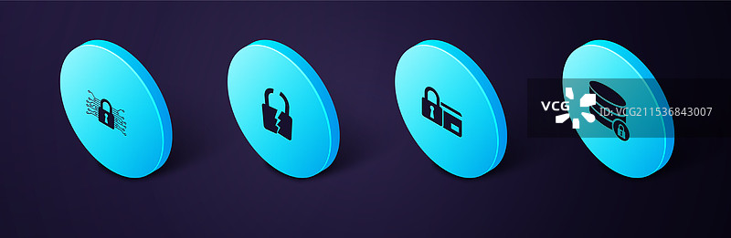 设置等距服务器安全性与锁定信用图片素材