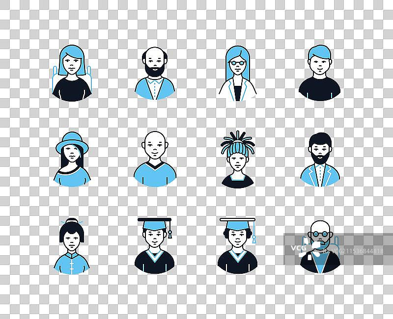 人们与多样性 - 线条设计风格图标集图片素材