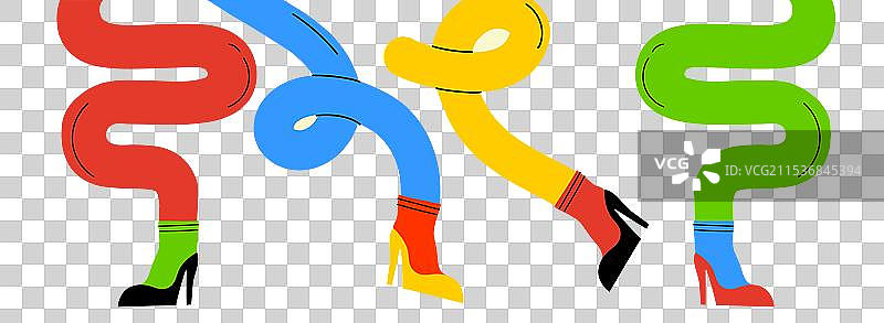 五彩斑斓的嬉皮风格有趣扭曲的曲线组合图片素材