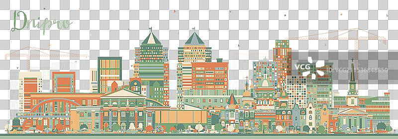 第聂伯市天际线与彩色建筑图片素材
