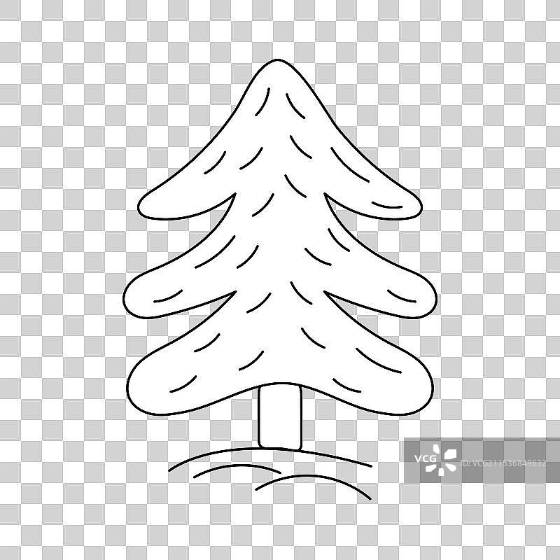 涂鸦常青植物松树图片素材