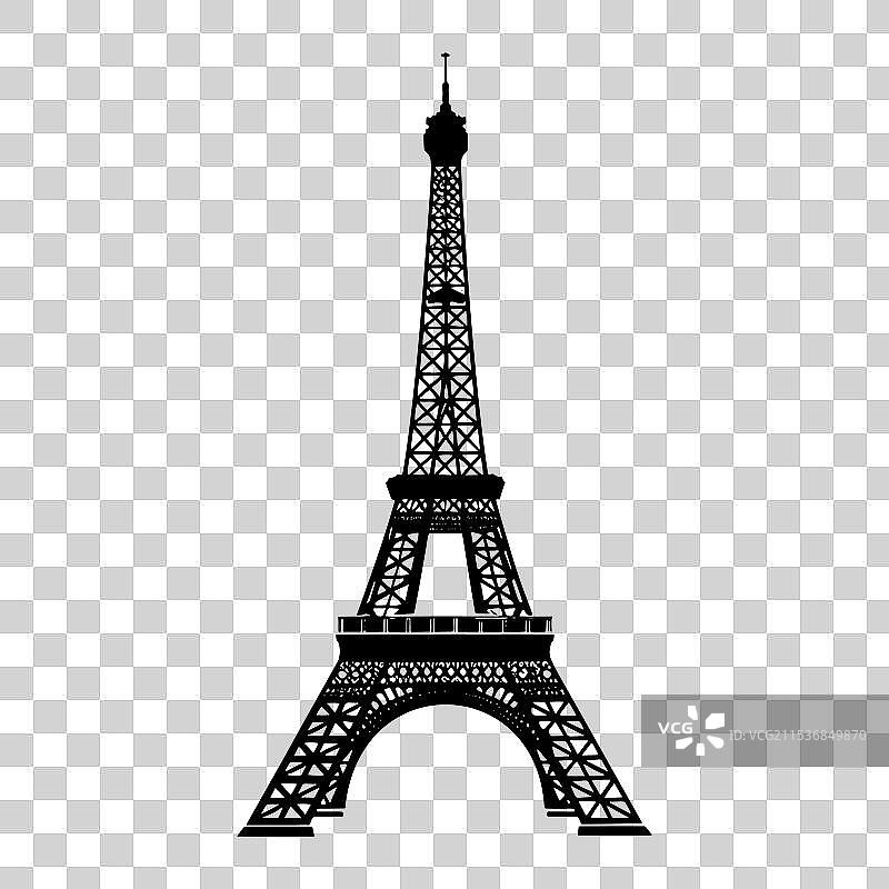 埃菲尔铁塔的黑色剪影，标志性建筑图片素材