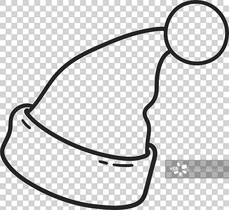 孤立的圣诞老人帽线条艺术图片素材