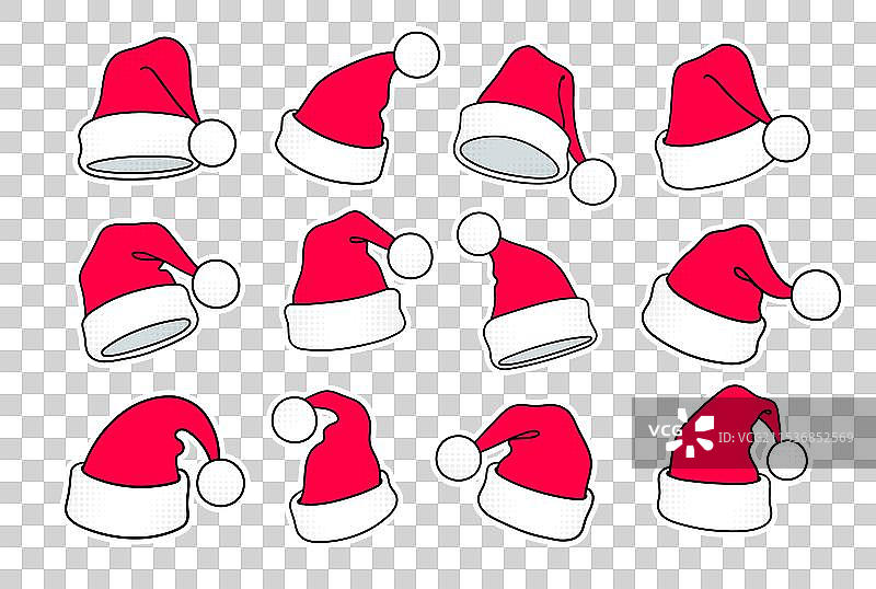 圣诞老人帽设计元素集合图片素材