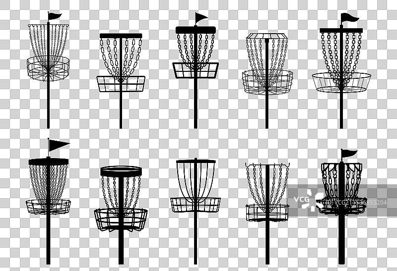 飞盘高尔夫球篮轮廓图片素材