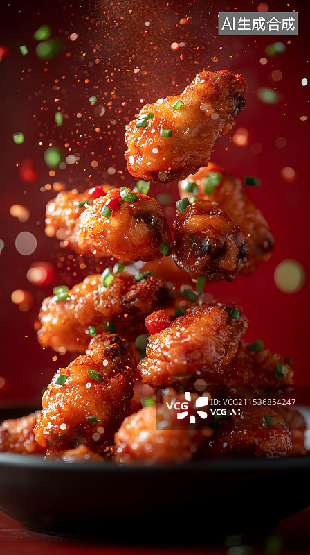 【AI数字艺术】桌上盘子里的烤鸡腿美食图片素材