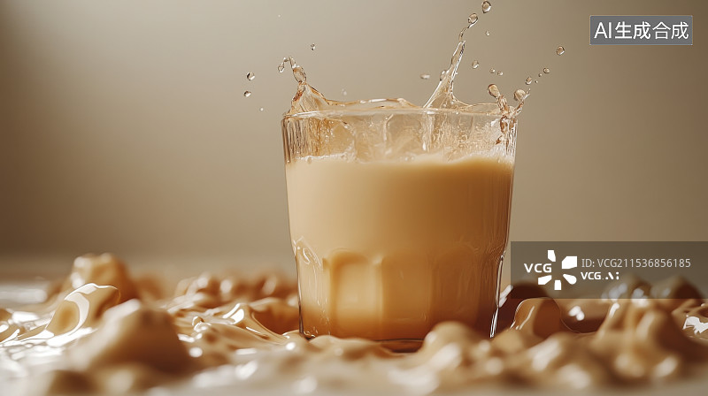 【AI数字艺术】奶茶液体丝滑倒奶茶流体图片素材
