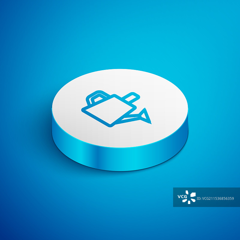 等距线条浇水壶图标，背景为蓝色图片素材