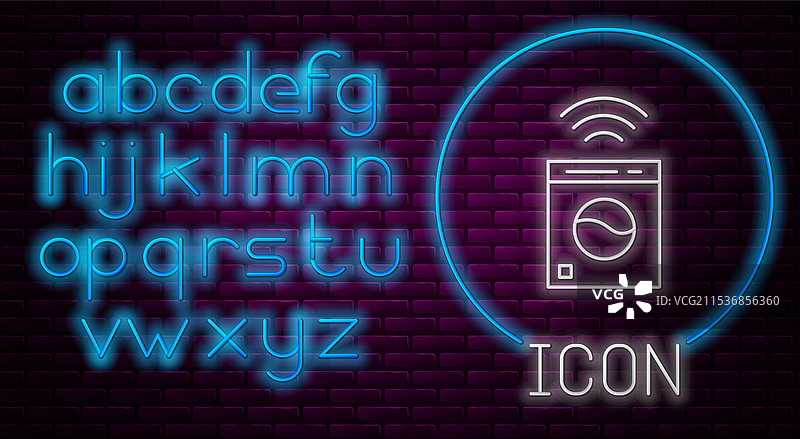 发光的霓虹线智能洗衣机系统图标图片素材