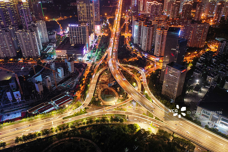 武汉范湖夜景航拍图片素材
