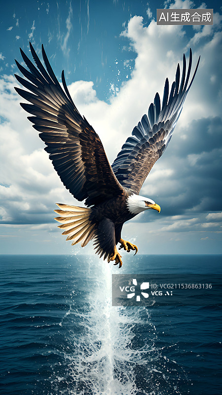 【AI数字艺术】苍鹰空中飞翔的特写镜头图片素材
