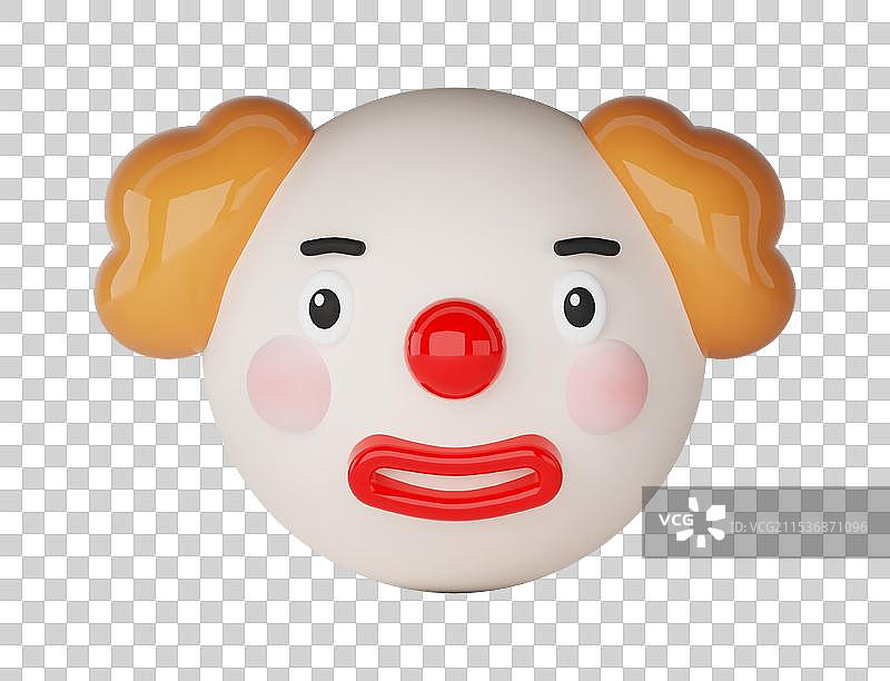 3d建模风格插画元素小丑表情图标图片素材