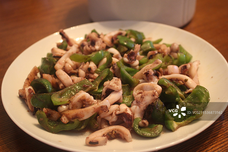 青椒炒鱿鱼图片素材