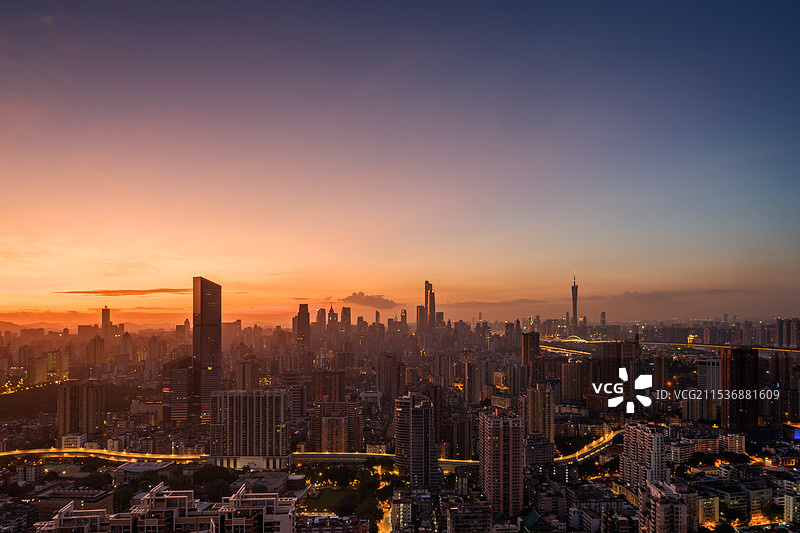广州地标建筑日出图片素材