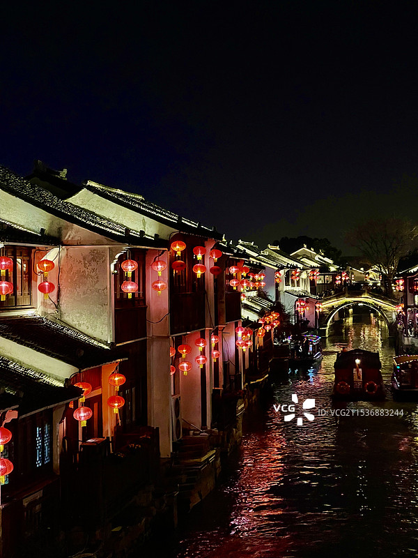 七里山塘街夜景图片素材