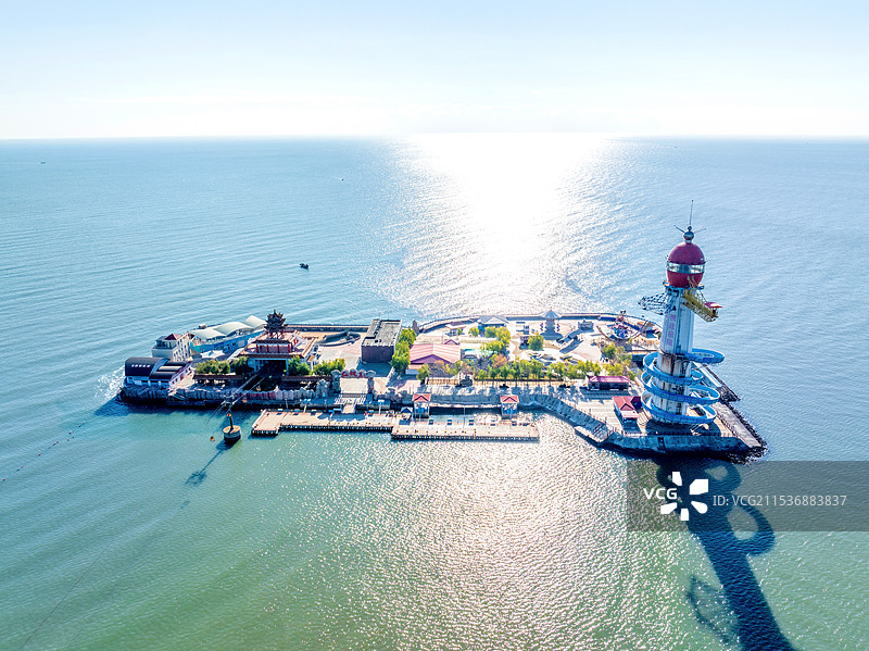 中国河北秦皇岛南戴河仙螺岛航拍风光图片素材