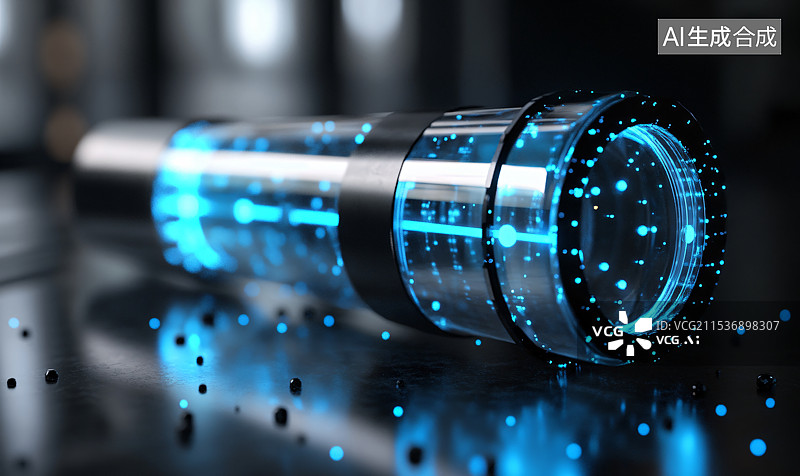 【AI数字艺术】可再生能源电池技术，迈向可持续未来，推动商业、互联网连接和能源解决方案的创新。图片素材