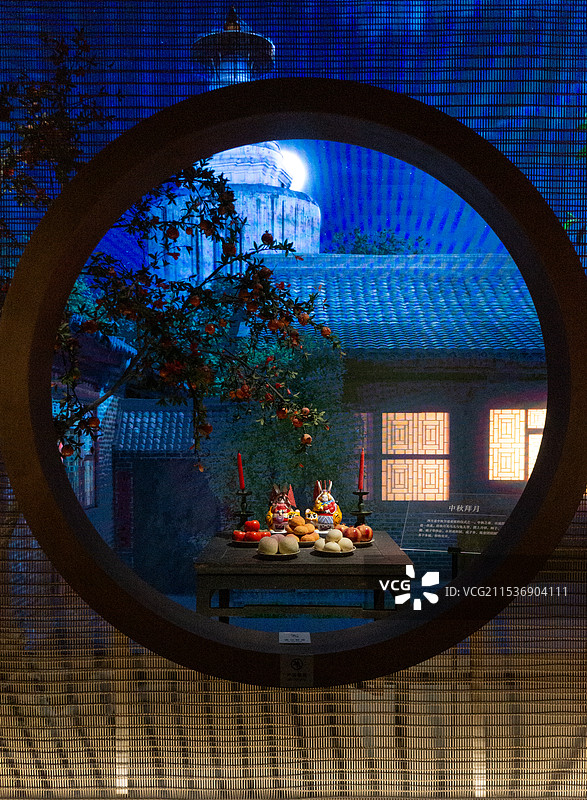 中秋拜月场景图片素材