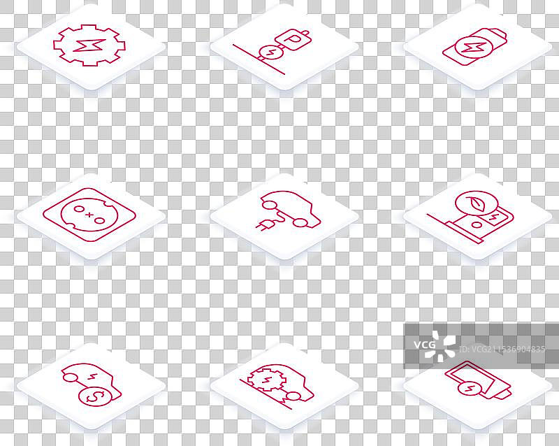 设置线路设备和闪电充电停车场图片素材