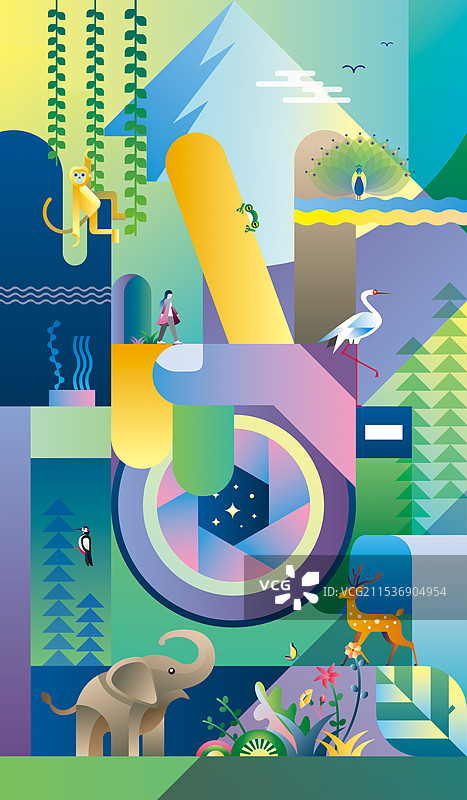 旅行拍照中的风景插画壁纸图片素材