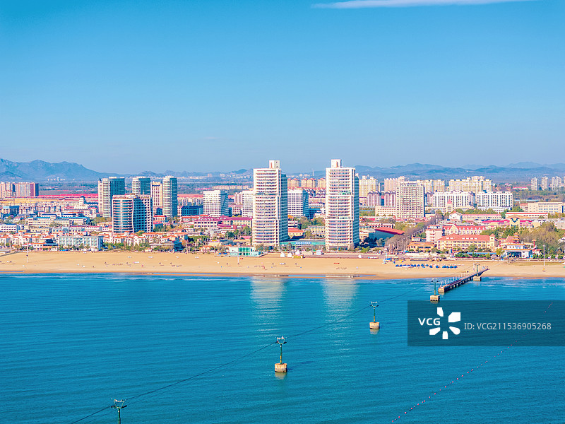 中国河北秦皇岛南戴河海滨沙滩航拍风光图片素材