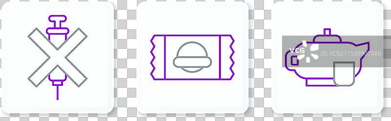 带杯子的茶壶套装，没有注射器图片素材