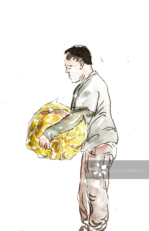 搬玉米袋子的男子图片素材