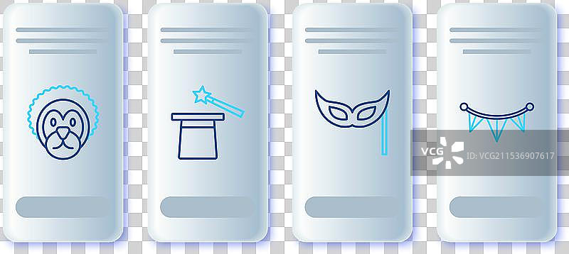 设置线条魔术帽和魔杖节日面具狂野图片素材