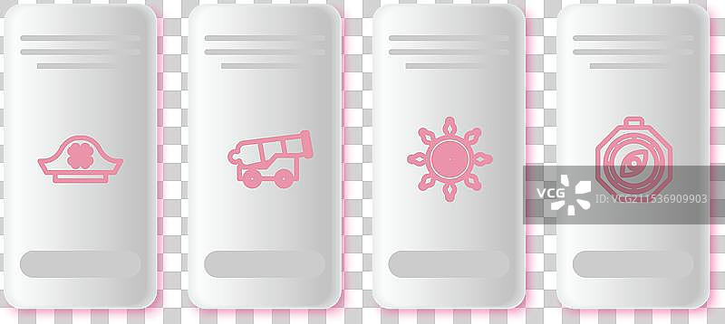 海盗帽、炮、船、舵的线条图图片素材