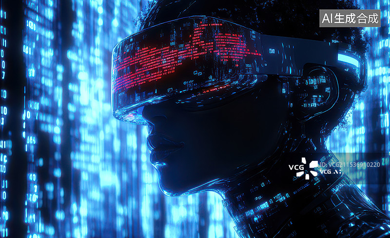 【AI数字艺术】未来人工智能佩戴vr设备图片素材