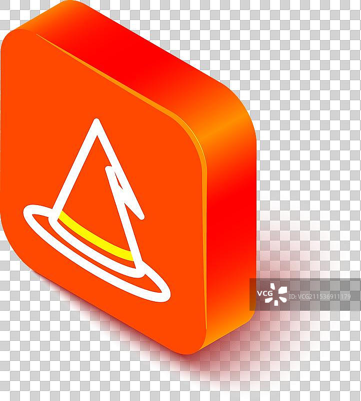 等距线条女巫帽图标，背景为白色图片素材