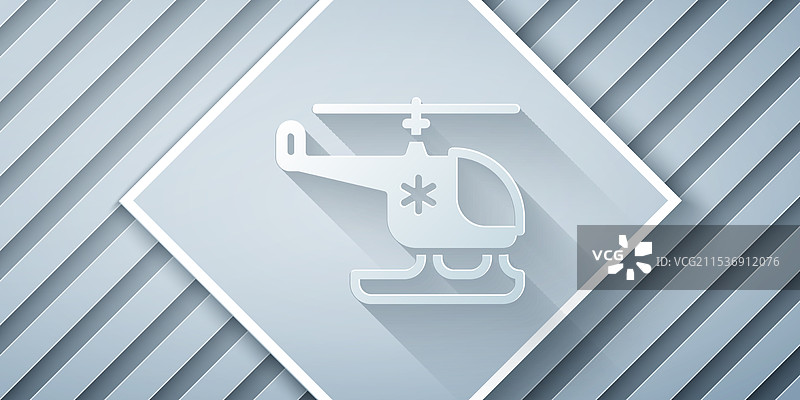 纸雕救援直升机图标，背景为灰色图片素材