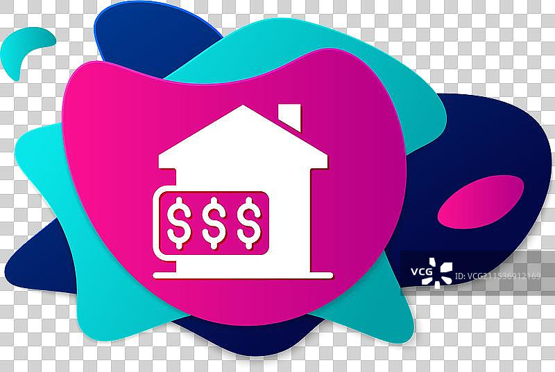 带有美元符号图标的彩色房屋图片素材