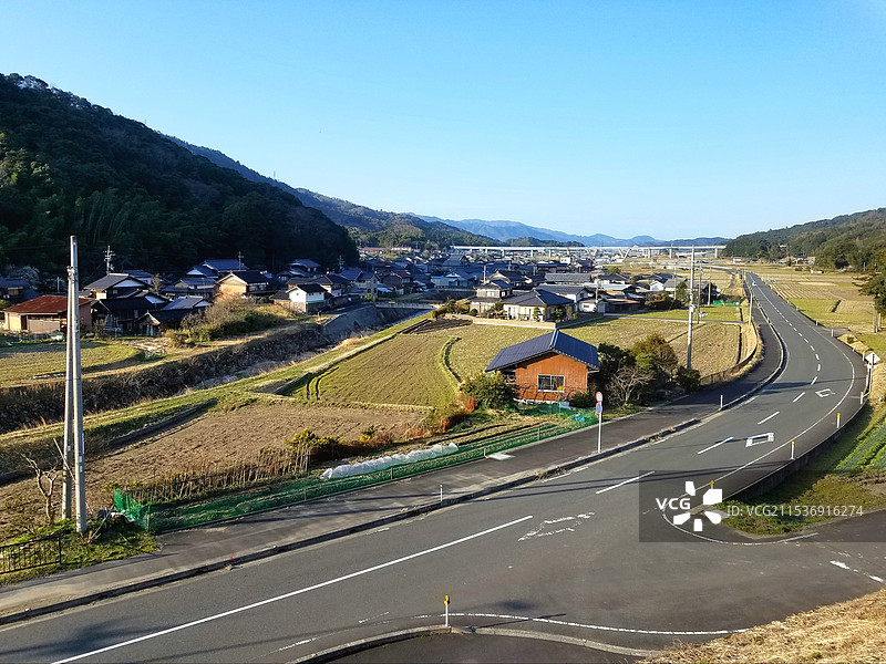 日本京都府宫津市，从宫津市返回福知山市的沿途风景图片素材