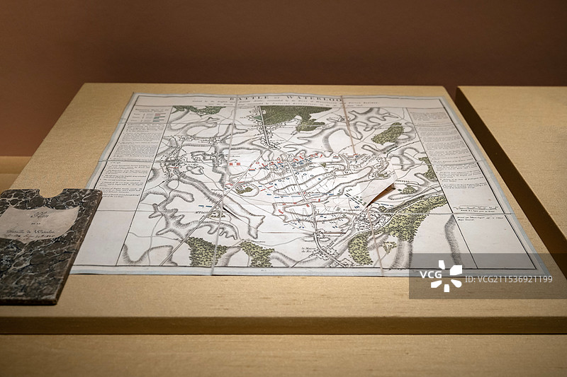 《滑铁卢战役地图》 1815年 山东博物馆“从平凡到非凡：拿破仑与法兰西的变革时代”展图片素材