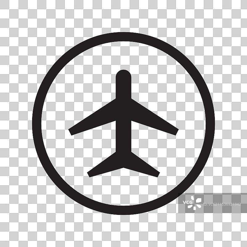 飞机模式圆形符号图标，孤立展示图片素材