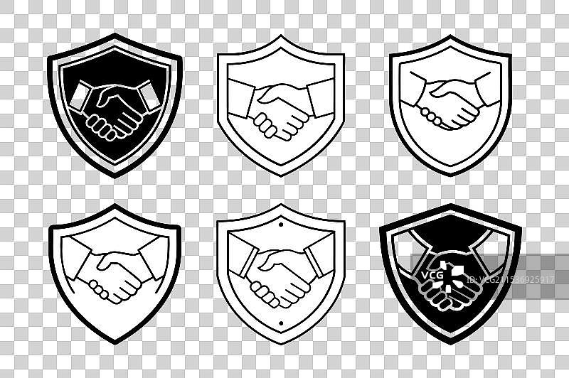 一组握手盾牌图标变体图片素材