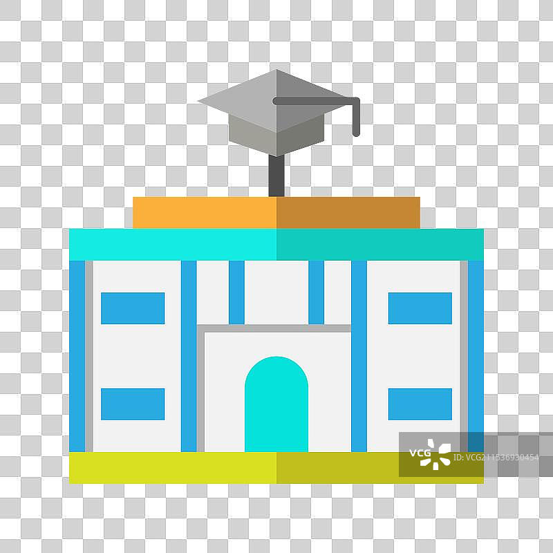 扁平风格的大学建筑图标图片素材