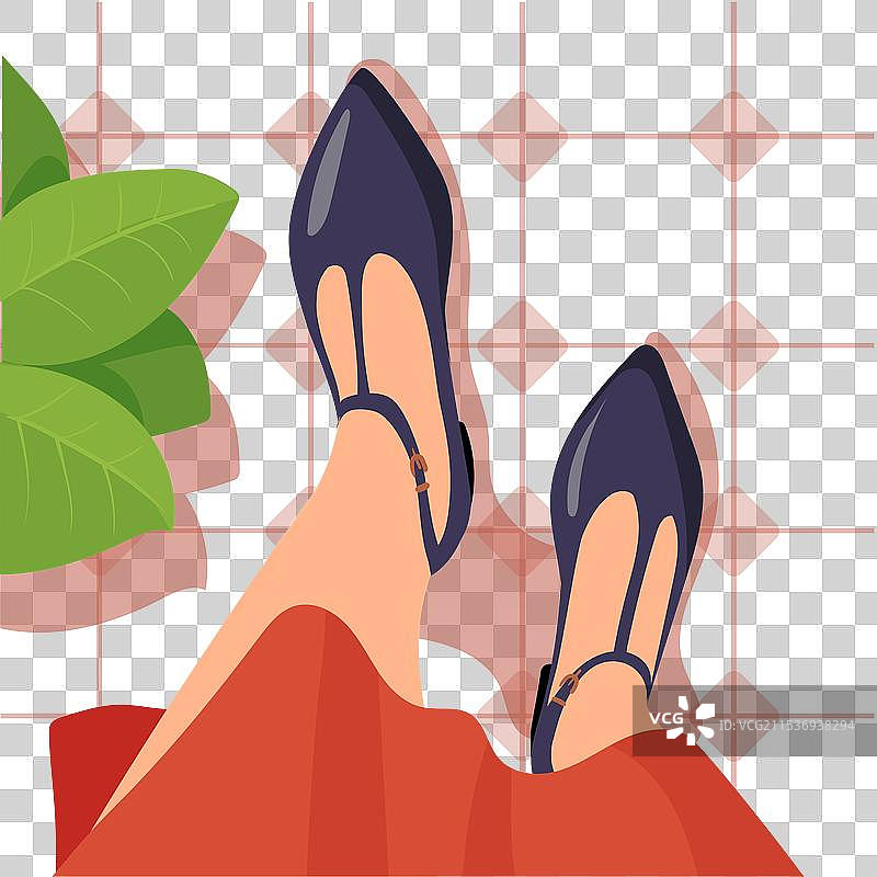 穿着华丽鞋子和晚礼服的女性腿部自拍图片素材