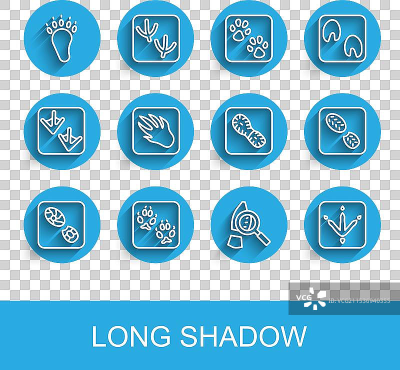 人类脚印、鞋子、狐狸爪印和熊爪印的排列图片素材