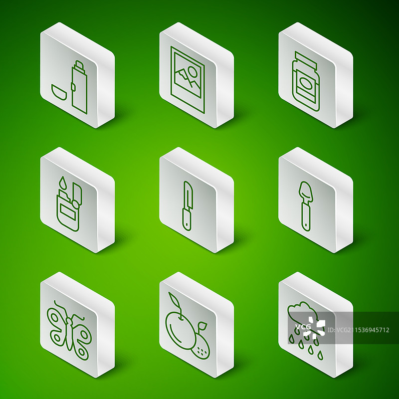 带有雨云的水果保温瓶插图图片素材