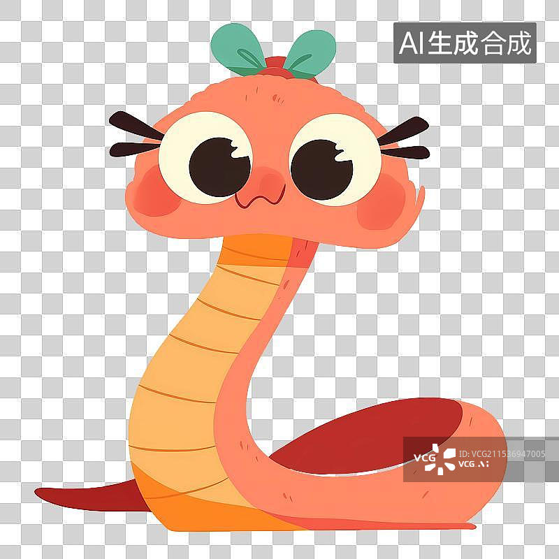 【AI数字艺术】可爱小蛇插画免抠元素图片素材