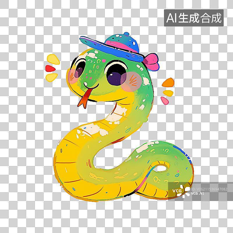 【AI数字艺术】可爱小蛇插画免抠元素图片素材