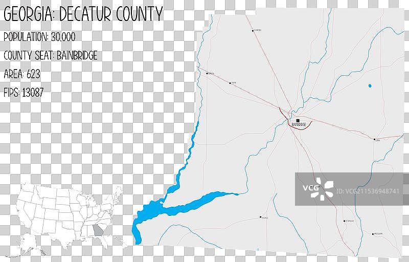 美国乔治亚州德凯特县地图图片素材