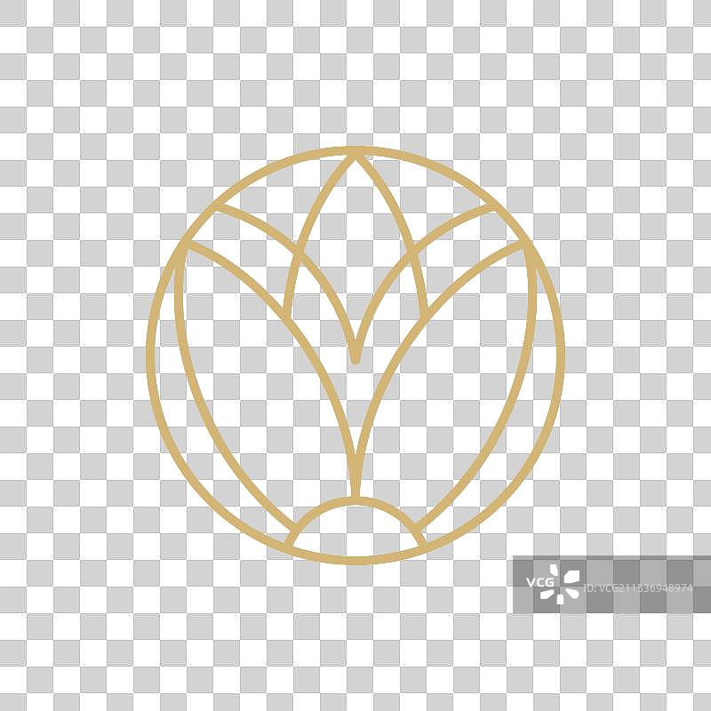 简单的莲花圆形线条标志美学图片素材