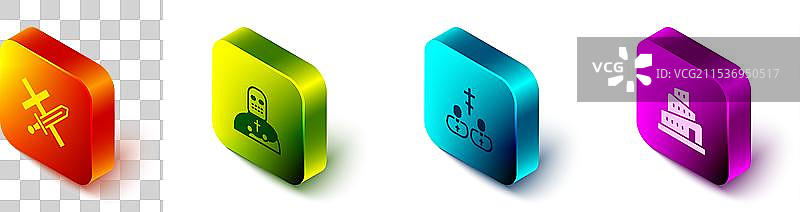 等距十字军骑士和牧师图片素材