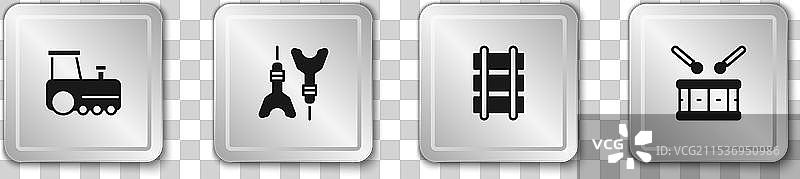 玩具火车、飞镖箭、铁路和鼓图片素材