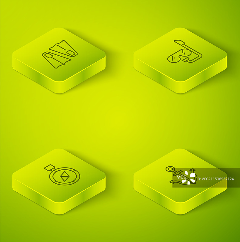 等距线条潜水面罩和呼吸管图片素材