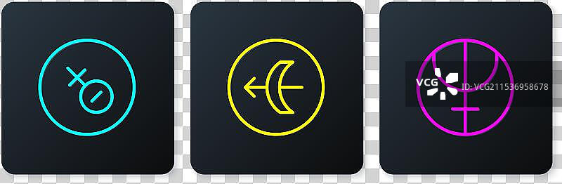 金星符号与海王星行星的线条设置图片素材