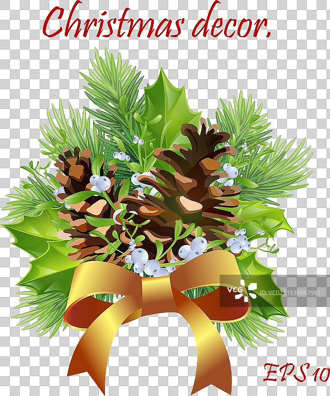 圣诞节的松果装饰组合图片素材